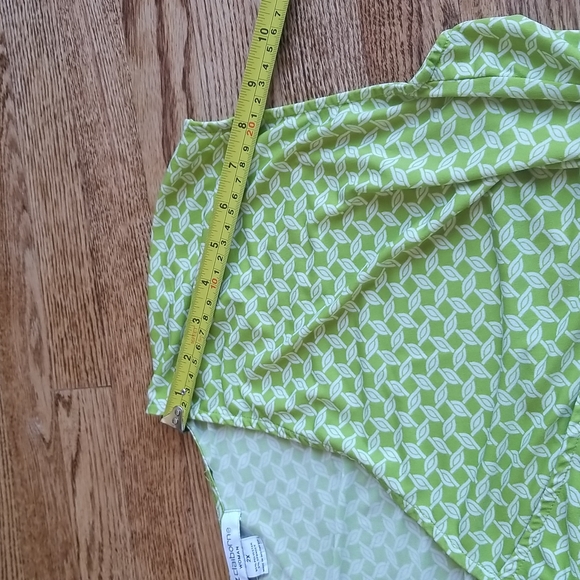 (2X) Liz Claiborne Geometric Patterned Wrap Top Summery Low Neckline Stretch - Picture 6 of 8